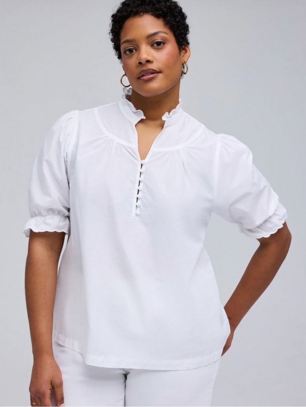 Torrid Belle Isle White Ruffle-Trim Button Blouse 3x NWT